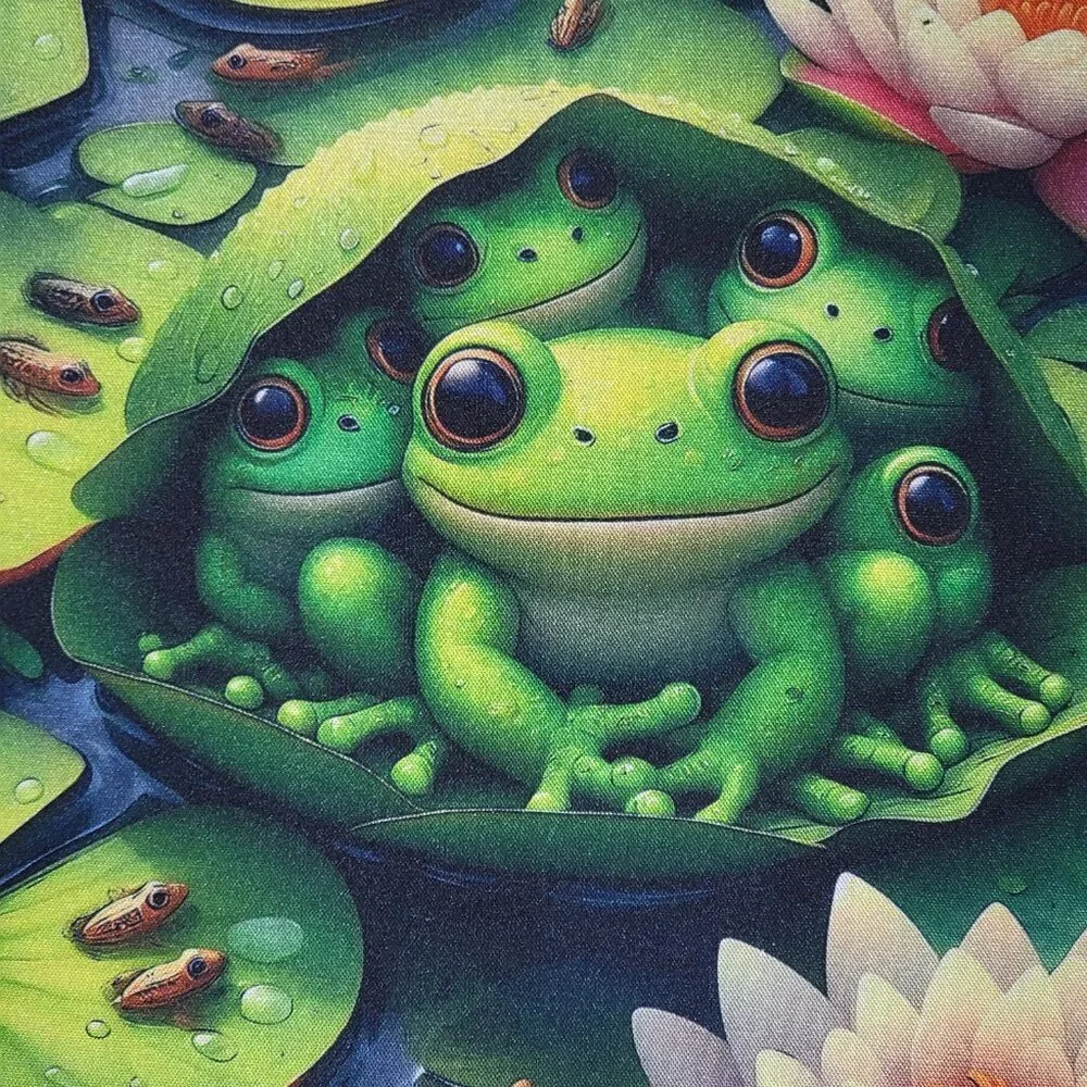 Frog Family Lily Pad Green Non Slip Custom Mouse Pad